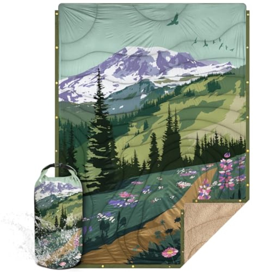 Outdoor Camping Quilt - Outdoor Campg Blanket with Sherpa Lg,