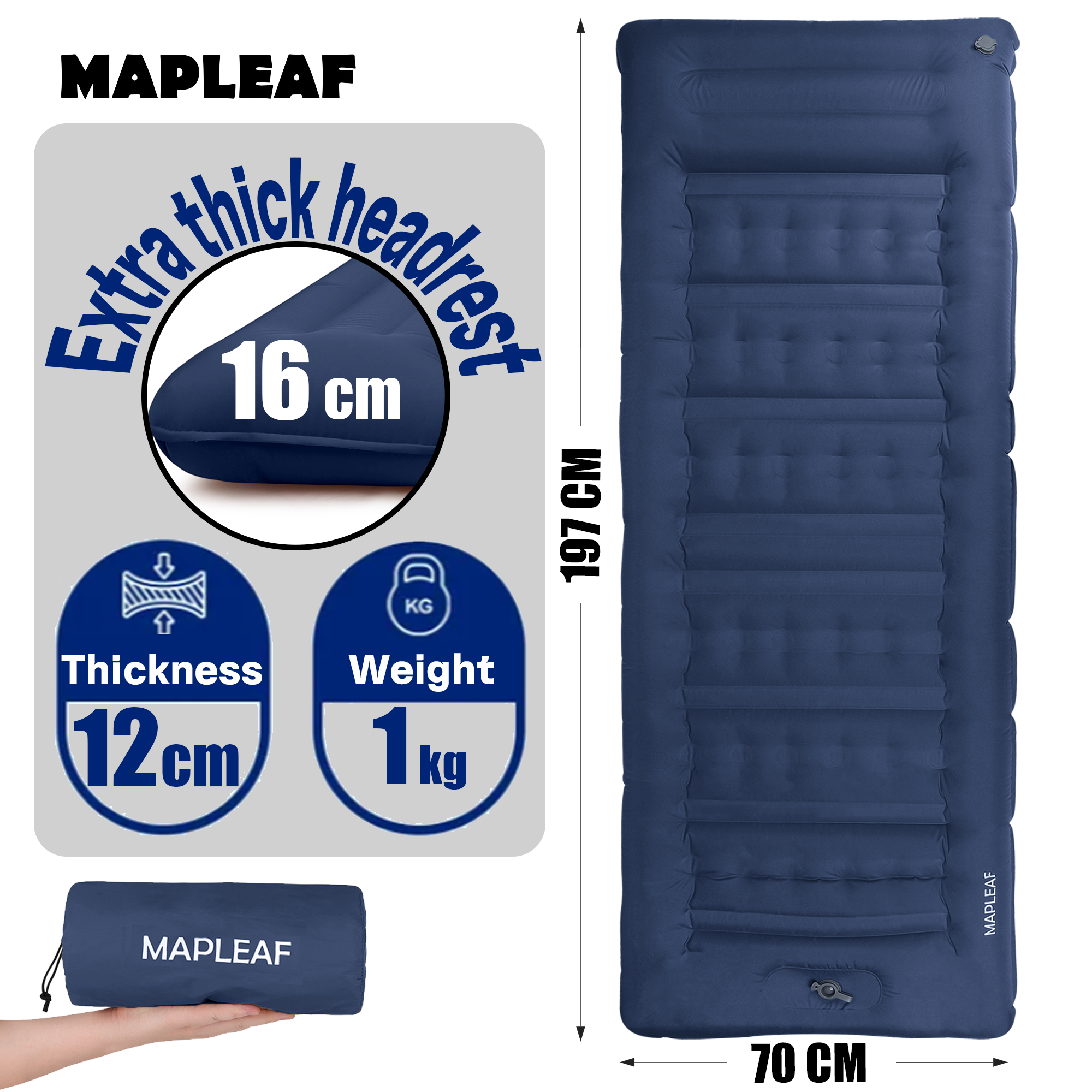 Outdoor Camping Quilt - MAPLEAF 12cm Air Mattress Camping Inflatable