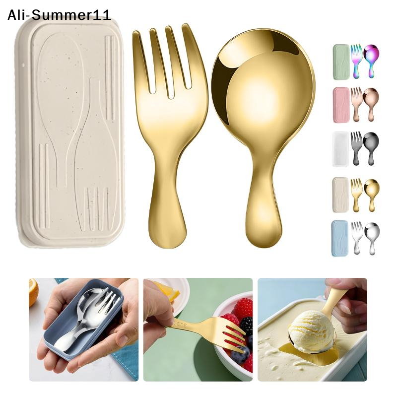 Outdoor Camping Box - 【A6L】Steel Tableware Set Spoon Fork 2Pc
