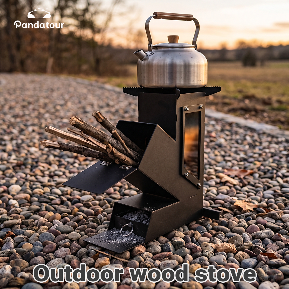 Outdoor Camping Wood Stove - Pandatour Outdoor Portable Stainless Steel Rocket