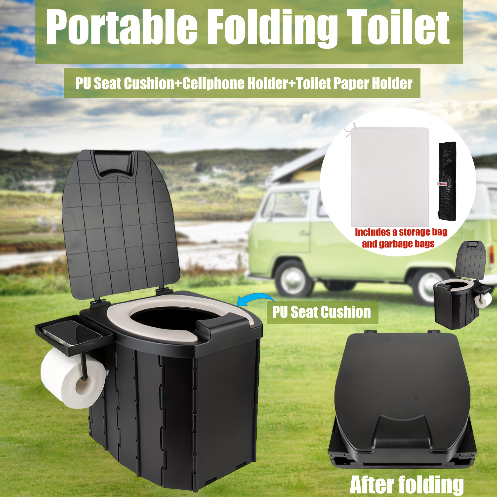 Portable Folding Toilet with P - Outdoor Camping Quilt 리뷰 및 가격