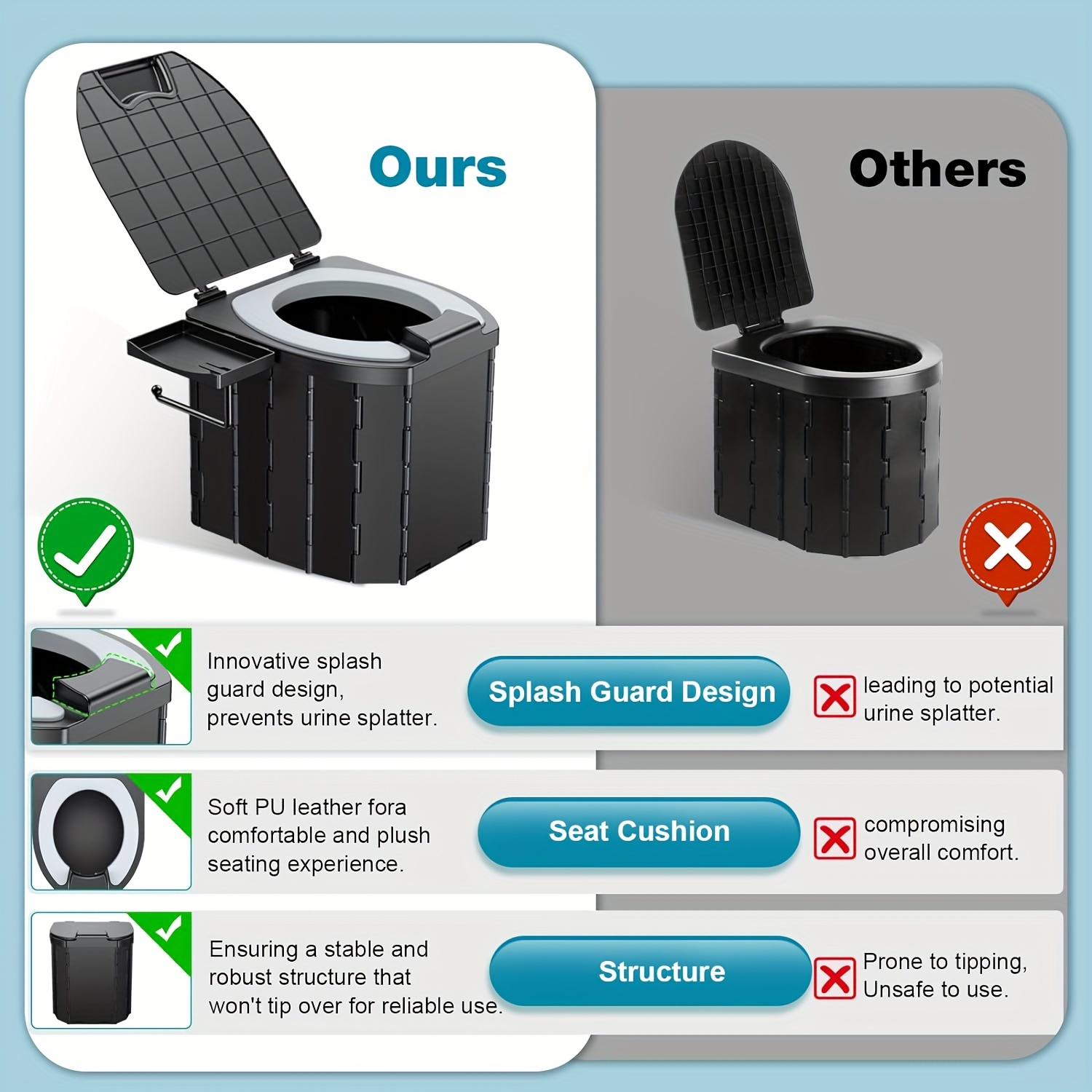 Portable Folding Toilet with P - Outdoor Camping Quilt 리뷰 및 가격