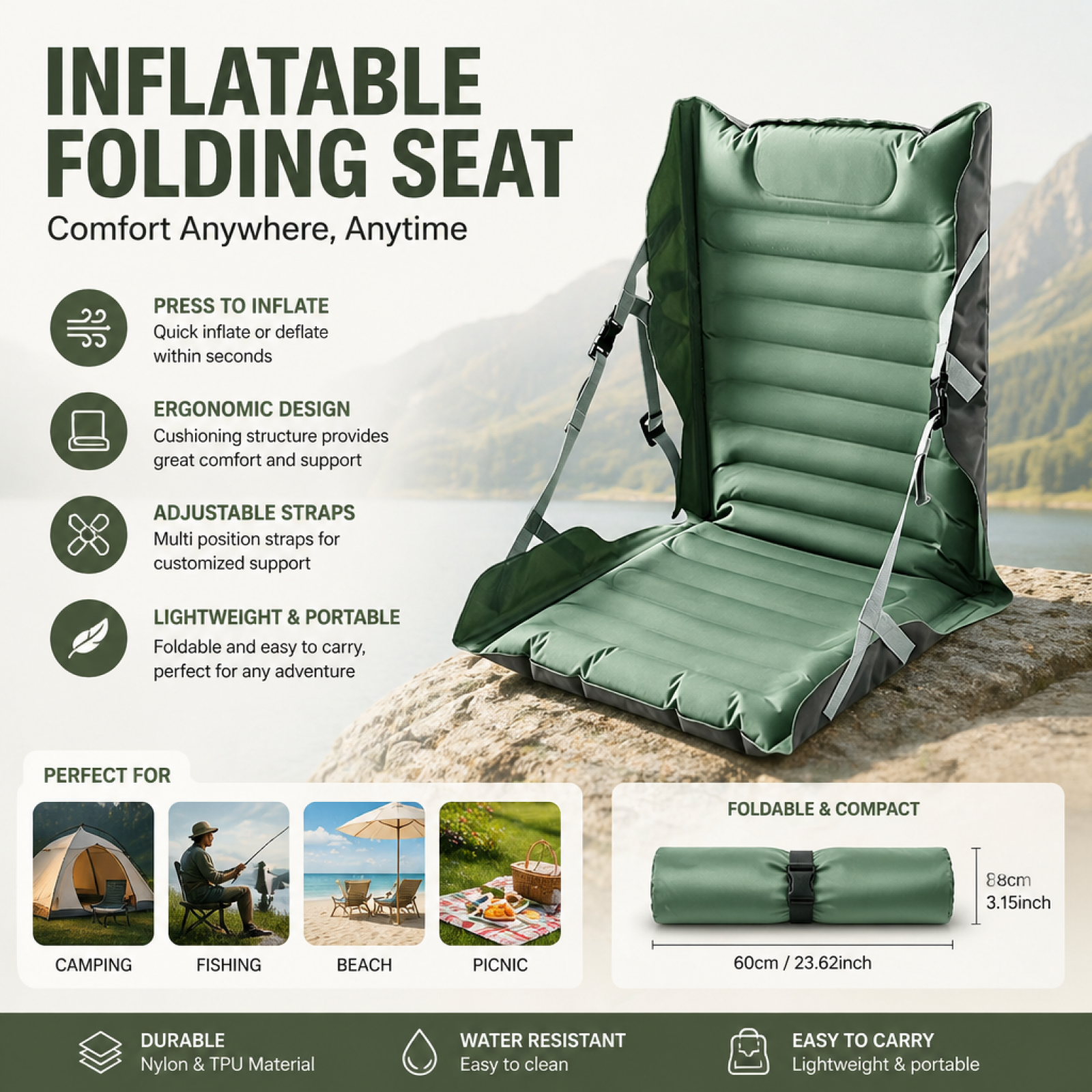 Inflatable Folding Seat Cushio - Outdoor Camping Furniture 리뷰 및 가격